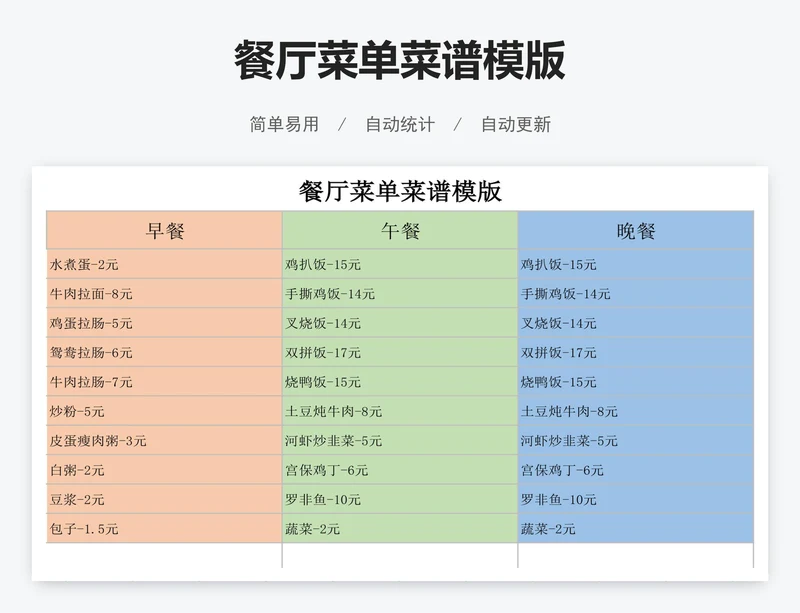 餐厅菜单菜谱模版