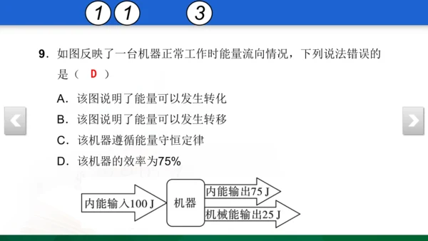 人教版 初中物理 九年级 月考检测卷（一） 5 习题课件（31张PPT）（13章--14章）