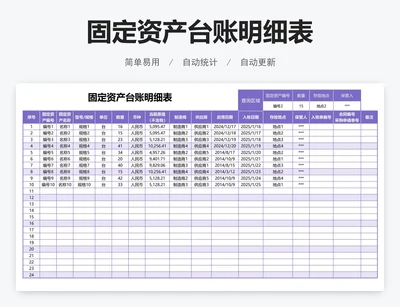 固定资产台账明细表