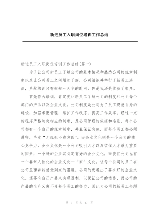 新进员工入职岗位培训工作总结.docx