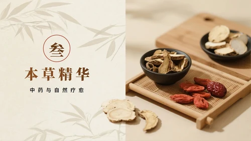 棕色实景简约风中医药传统文化科普介绍PPT模板