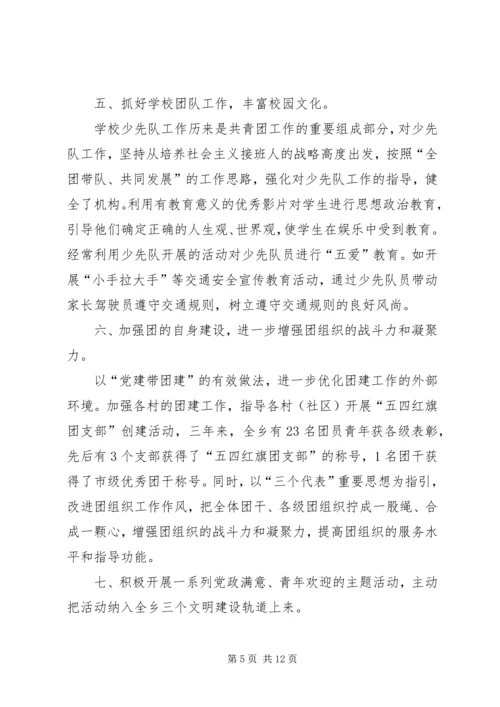 在共青团XX县区拖市镇第八次代表大会上的工作报告 (3).docx