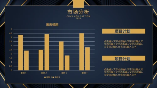 商业项目计划书深蓝色暗金通用PPT模板