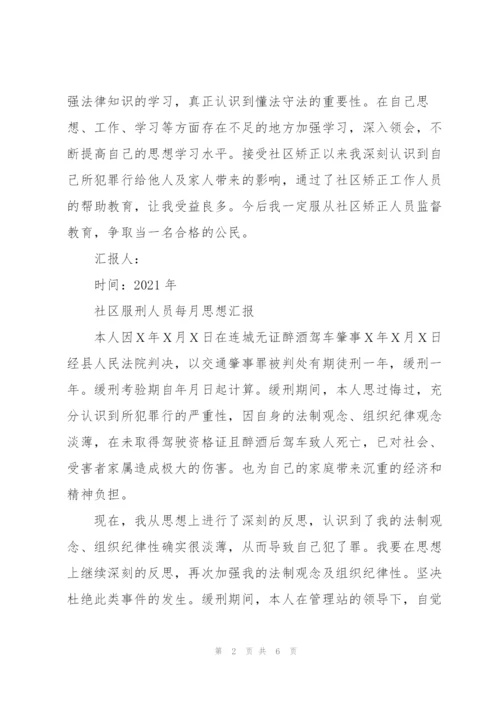 社区服刑人员每月思想汇报.docx