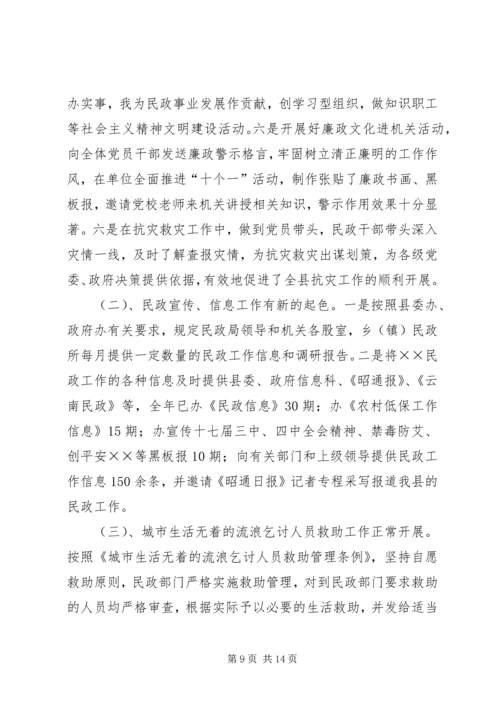 民政局工作总结及工作计划.docx