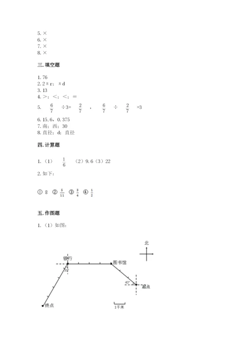 人教版数学六年级上册期末测试卷及答案1套.docx