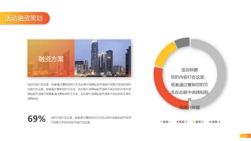 橙色渐变融资计划策划通用PPT模版