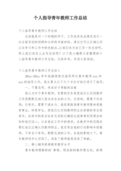 个人指导青年教师工作总结.docx