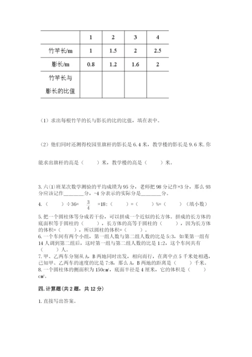 人教版六年级下册数学期末测试卷及一套参考答案.docx