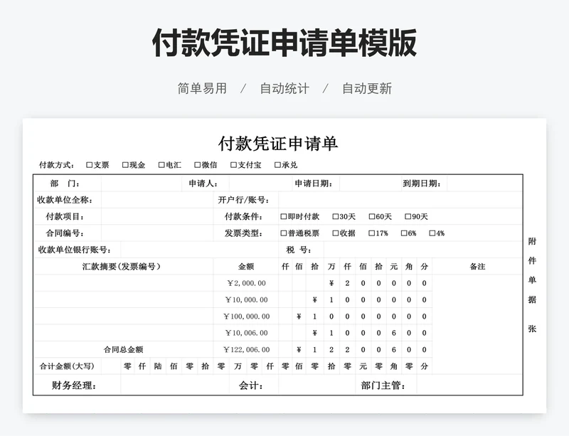 付款凭证申请单模版