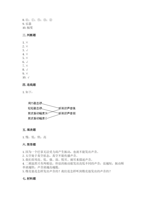 教科版科学四年级上册第一单元声音测试卷及完整答案（考点梳理）.docx