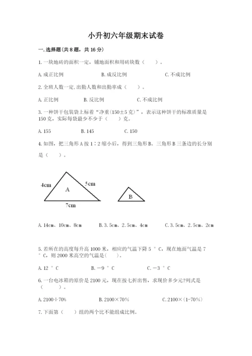 小升初六年级期末试卷精品（名师推荐）.docx