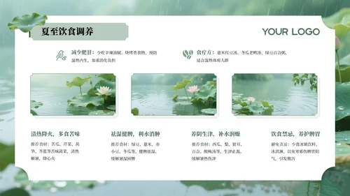 绿色夏至节气介绍通用PPT模板