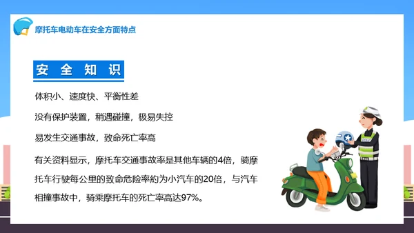 佩戴头盔摩托车电动车交通安全通用PPT模板