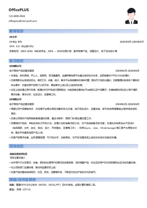 电子商务产品运营简历模板