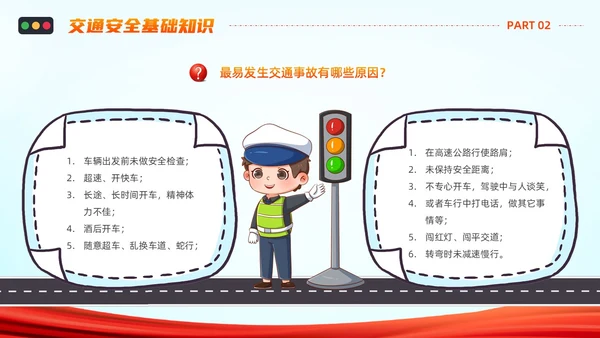 橙色蓝色简约卡通驾驶员交通安全培训PPT模板全国交通安全日