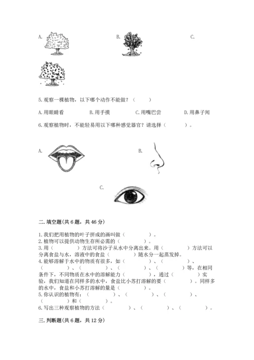 教科版科学一年级上册第一单元《植物》测试卷及参考答案【达标题】.docx