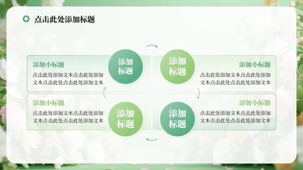 绿色小清新风花团锦簇元素大学生自我介绍PPT模板
