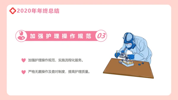 淡粉色卡通风护士年终工作总结PPT模板