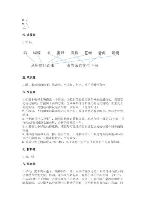 教科版科学三年级下册期末测试卷附参考答案（预热题）.docx