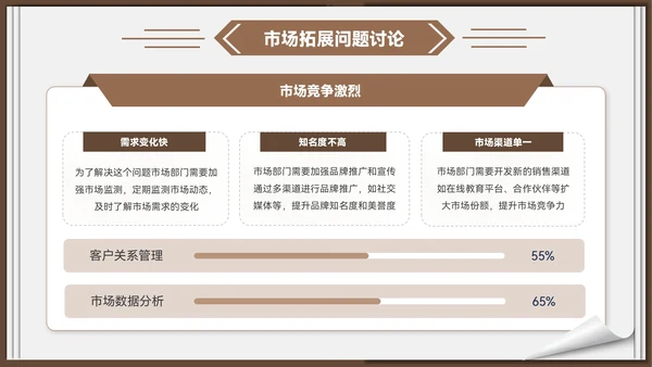 棕色质感风教育企业部门汇报会议PPT模板