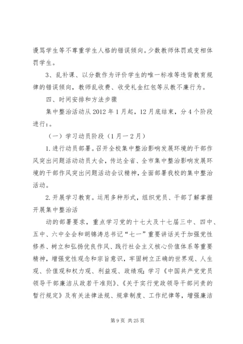 集中整治影响发展环境的干部作风突出问题整改方案.docx