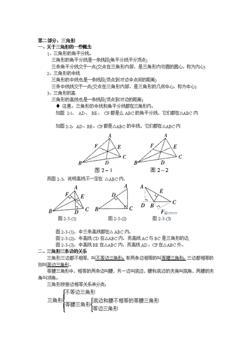 初中数学三角形知识点总结