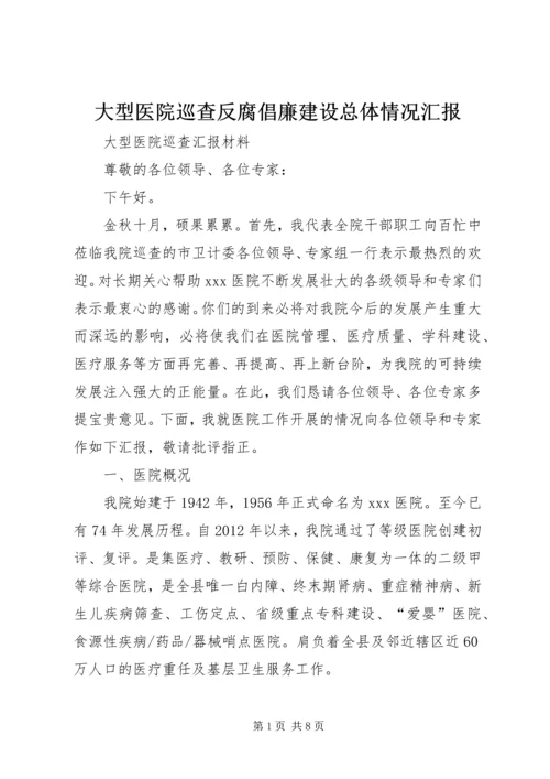 大型医院巡查反腐倡廉建设总体情况汇报 (3).docx