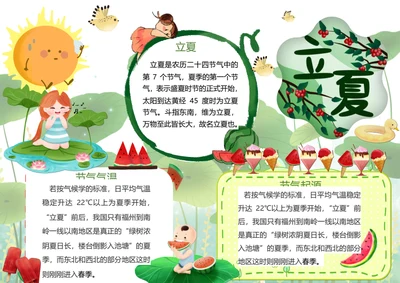 立卡通夏传统节气Word小报