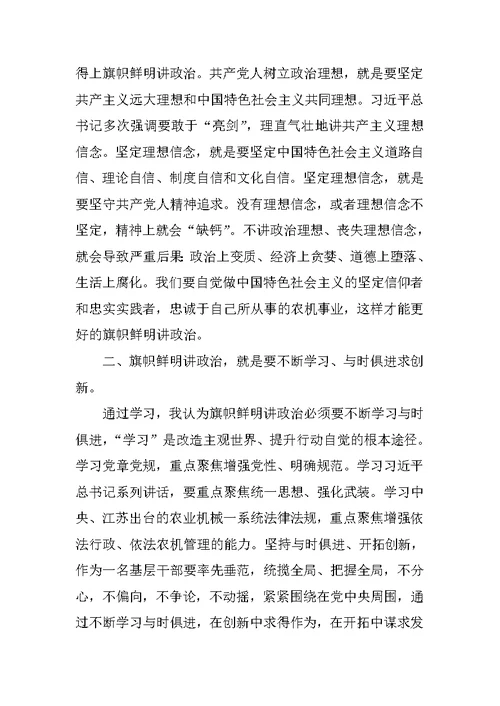 旗帜鲜明讲政治个人心得体会