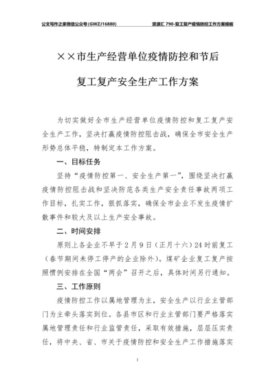资源汇790-复工复产疫情防控工作方案模板.docx
