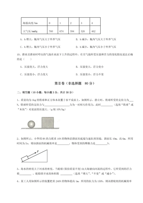 第四次月考滚动检测卷-乌鲁木齐第四中学物理八年级下册期末考试章节练习试题（解析版）.docx