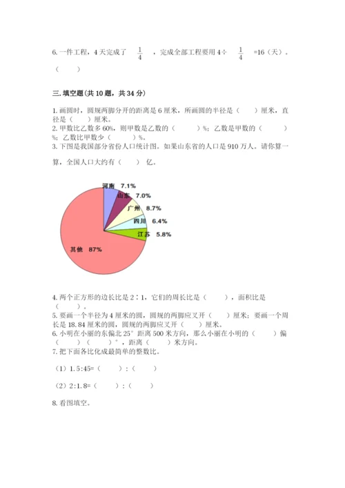 2022六年级上册数学期末考试试卷附答案【能力提升】.docx