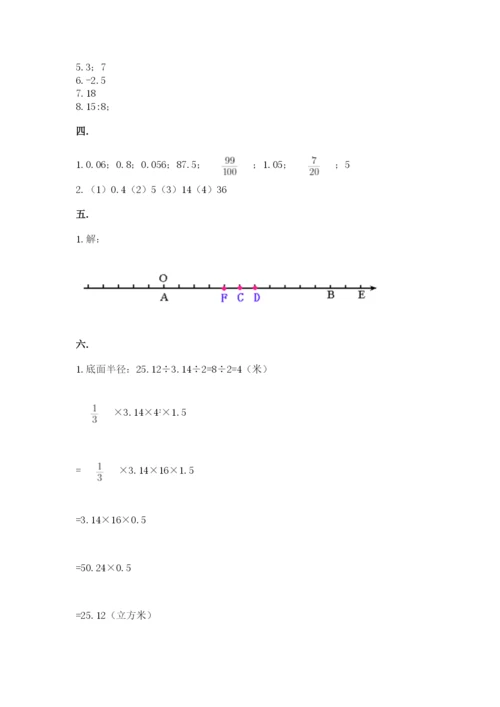 小学六年级下册数学摸底考试题含完整答案（精选题）.docx