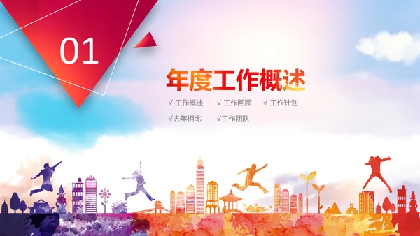 跨越2019年终工作总结计划PPT模板