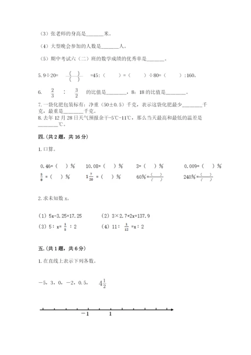 小学六年级下册数学摸底考试题【典型题】.docx