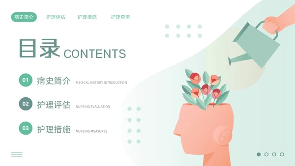 绿色简约精神科护理查房PPT模板宣传PPT动态PPT