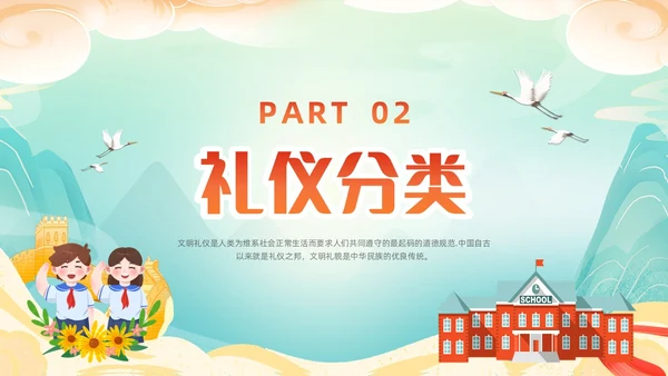 橙色国潮小学生文明礼仪PPT模板宣传PPT动态PPT