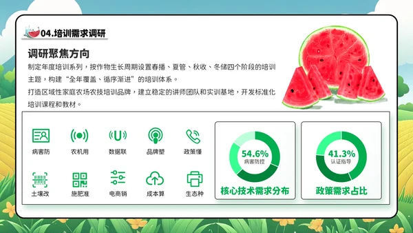 绿色卡通风家庭农场农技培训会PPT模板