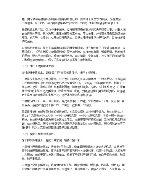 乡镇党委书记党建工作述职报告