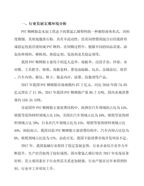 无锡PVC树脂生产加工项目预算报告