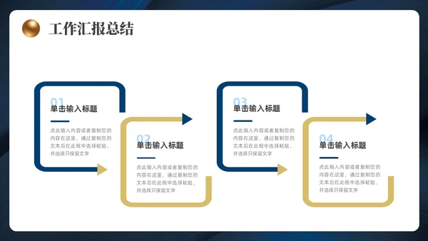 蓝色金色简约风工作总结汇报ppt模板
