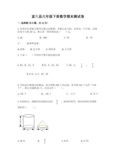 富民县六年级下册数学期末测试卷（能力提升）.docx