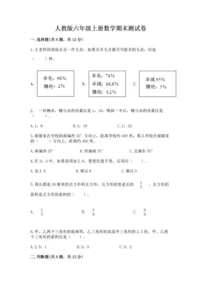 人教版六年级上册数学期末测试卷（全优）word版.docx