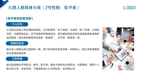 蓝色简约九型人格PPT模板宣传PPT动态PPT