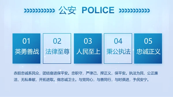 蓝色大气公安警察工作汇报PPT动态模板
