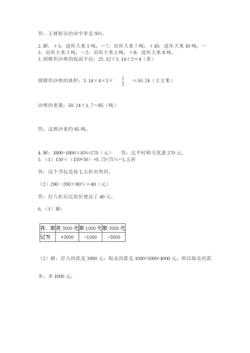 小学六年级下册数学摸底考试题附答案【培优】.docx