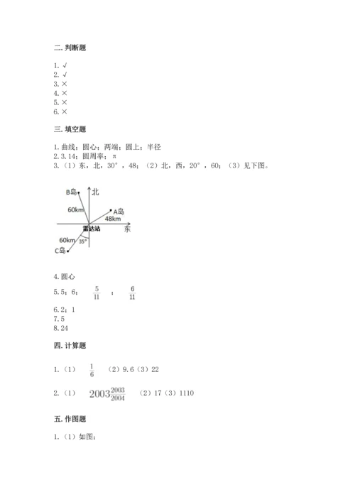 六年级上册数学期末测试卷附答案【培优b卷】.docx