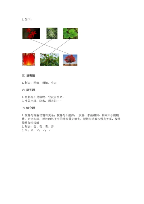 教科版科学一年级上册第一单元《植物》测试卷（黄金题型）.docx