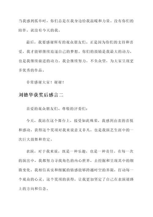 刘德华获奖后感言